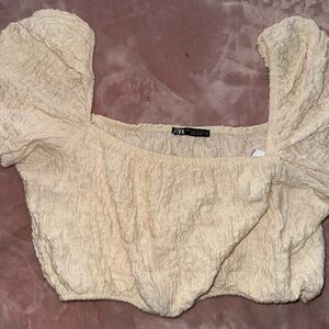 Zara Cream off the shoulder Women's crop Top